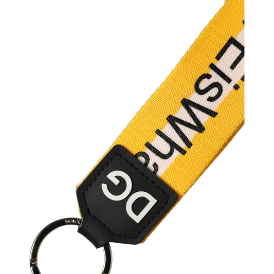 Dolce & Gabbana Multicolor Logo Polyester Brass Holder Keychain