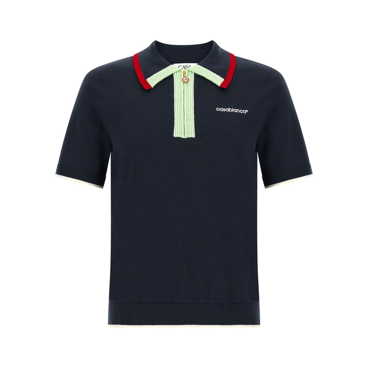 Casablanca Blue Wool Polo Shirt