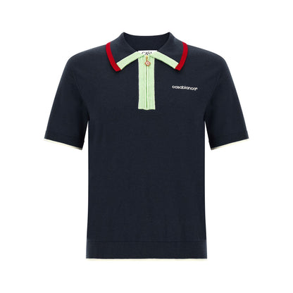 Casablanca Blue Wool Polo Shirt
