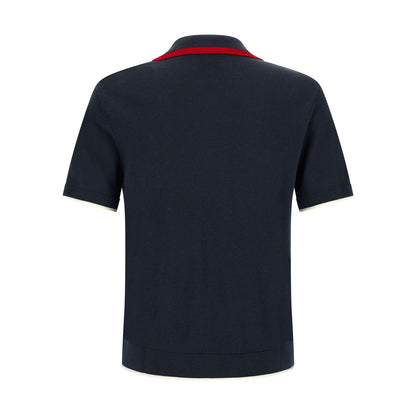 Casablanca Blue Wool Polo Shirt