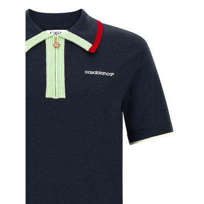 Casablanca Blue Wool Polo Shirt