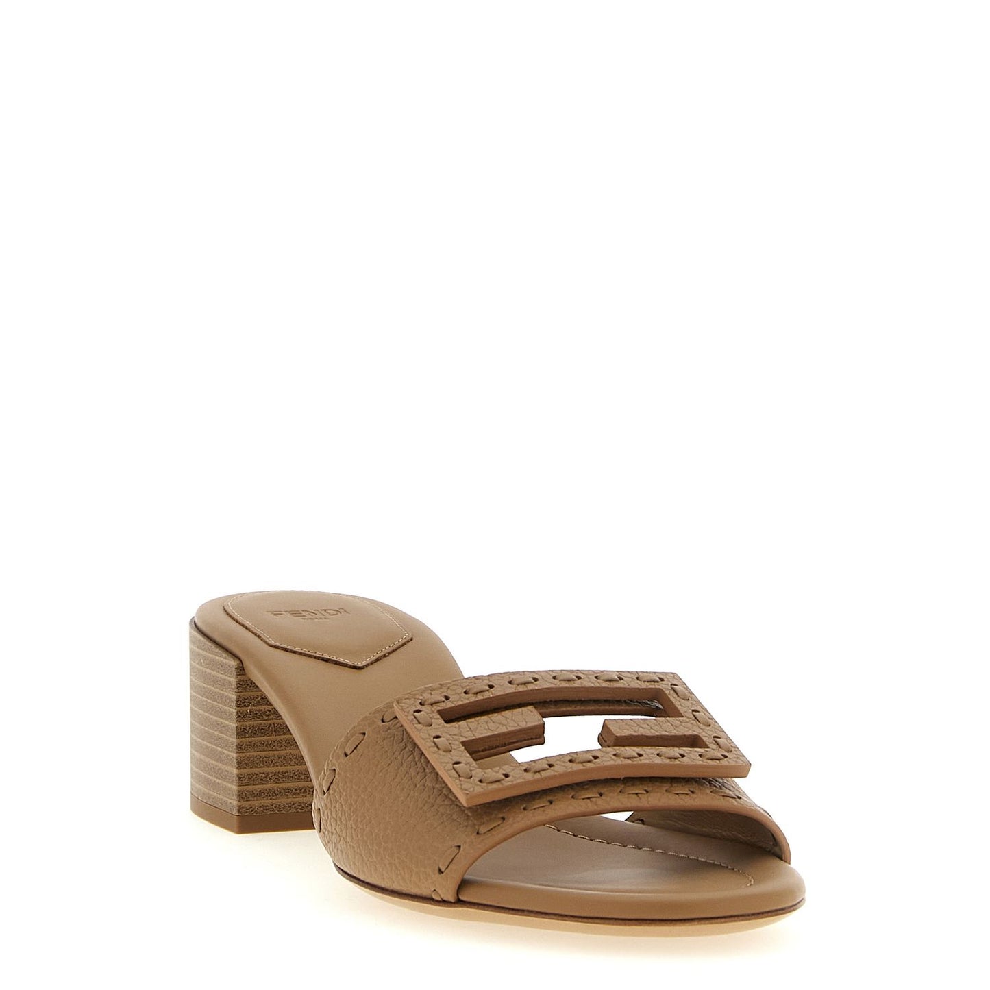 Fendi Beige Calfskin Flat Sandals