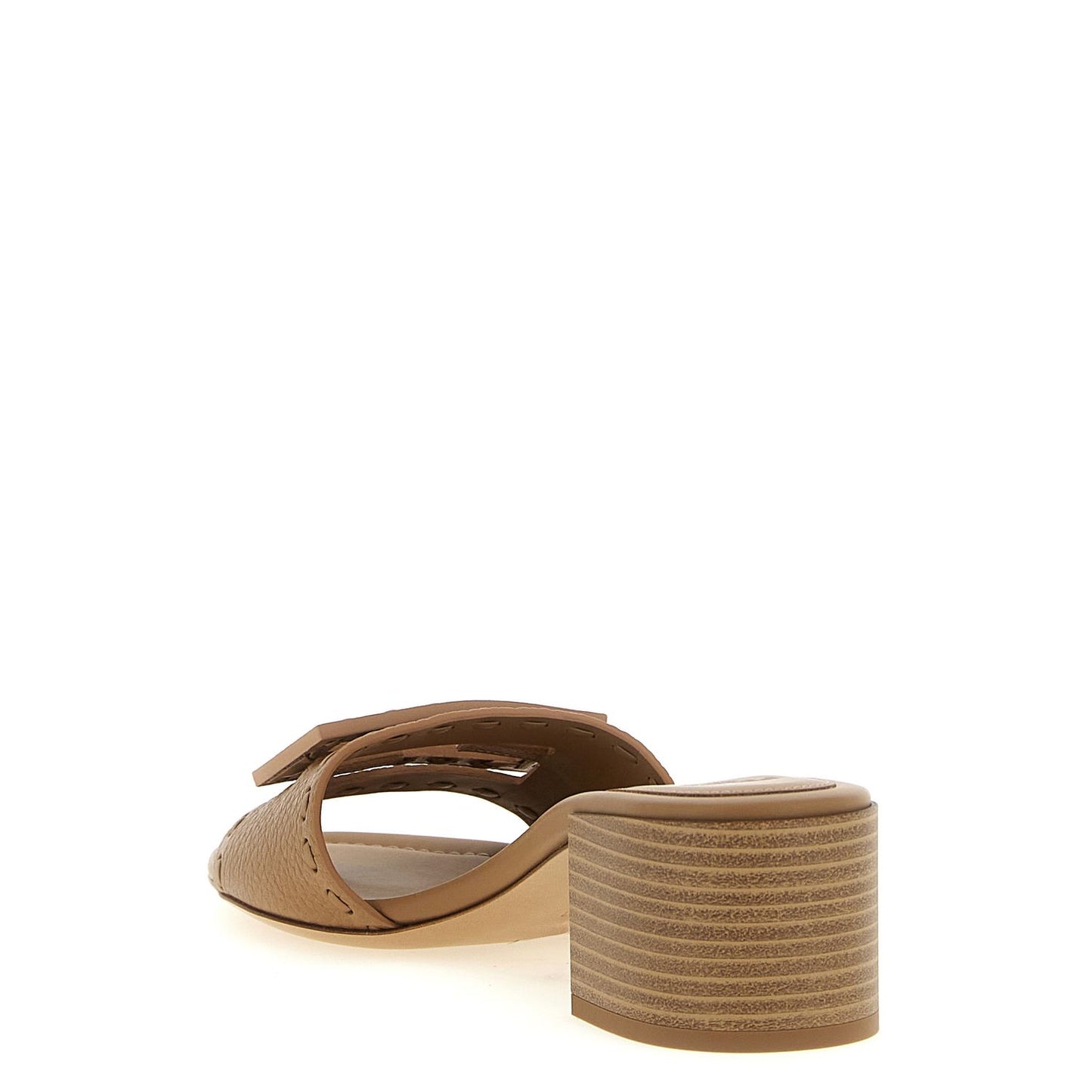 Fendi Beige Calfskin Flat Sandals