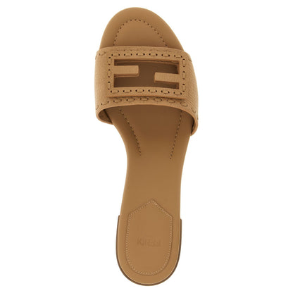 Fendi Beige Calfskin Flat Sandals