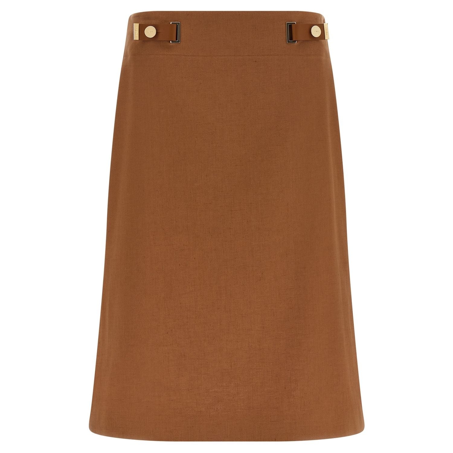 Fendi Brown Linen Midi Skirt