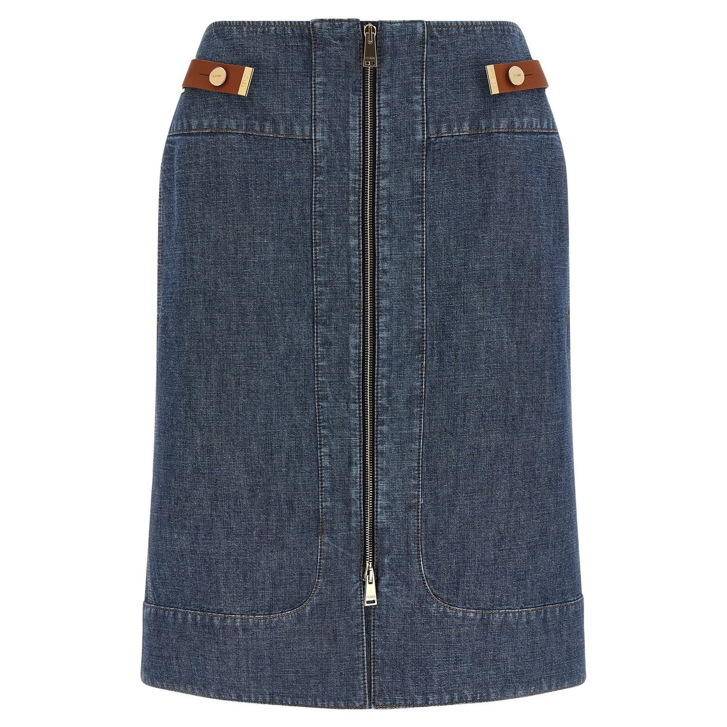 Fendi Blue Cotton Midi Skirt