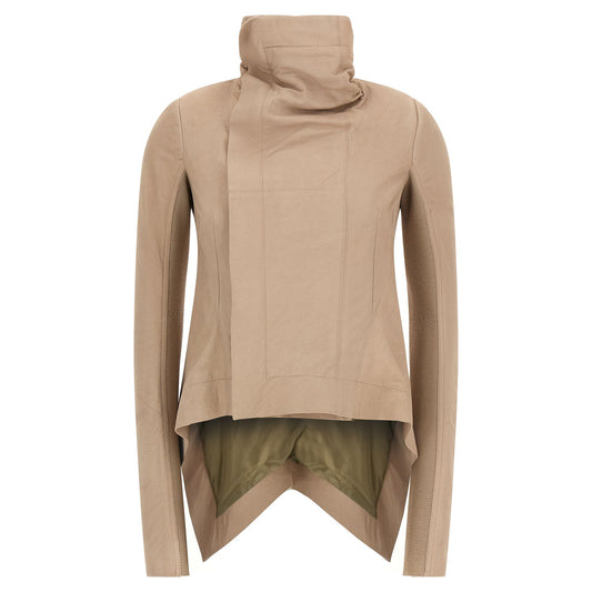 Rick Owens Beige Lamb Leather Leather Jacket