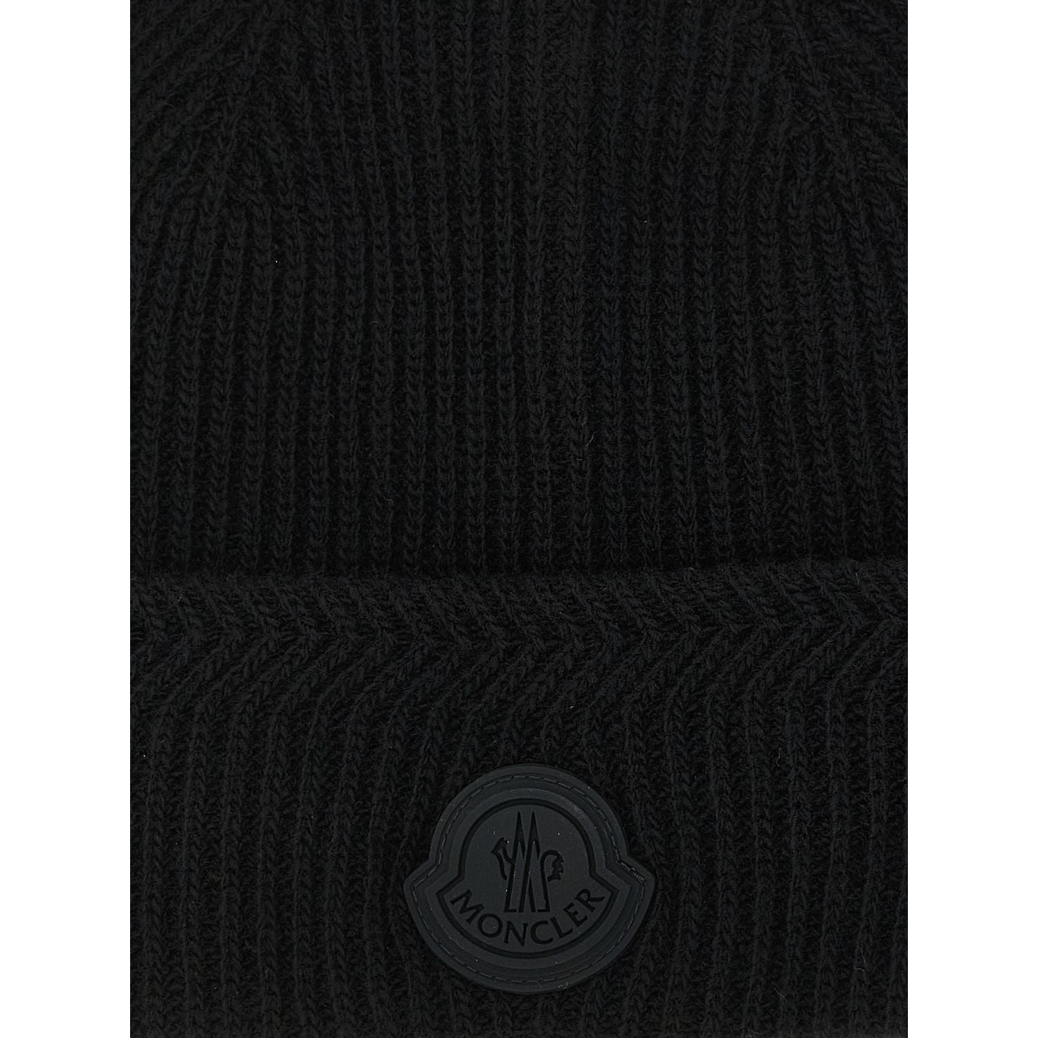 Moncler Black Virgin Wool Beanie