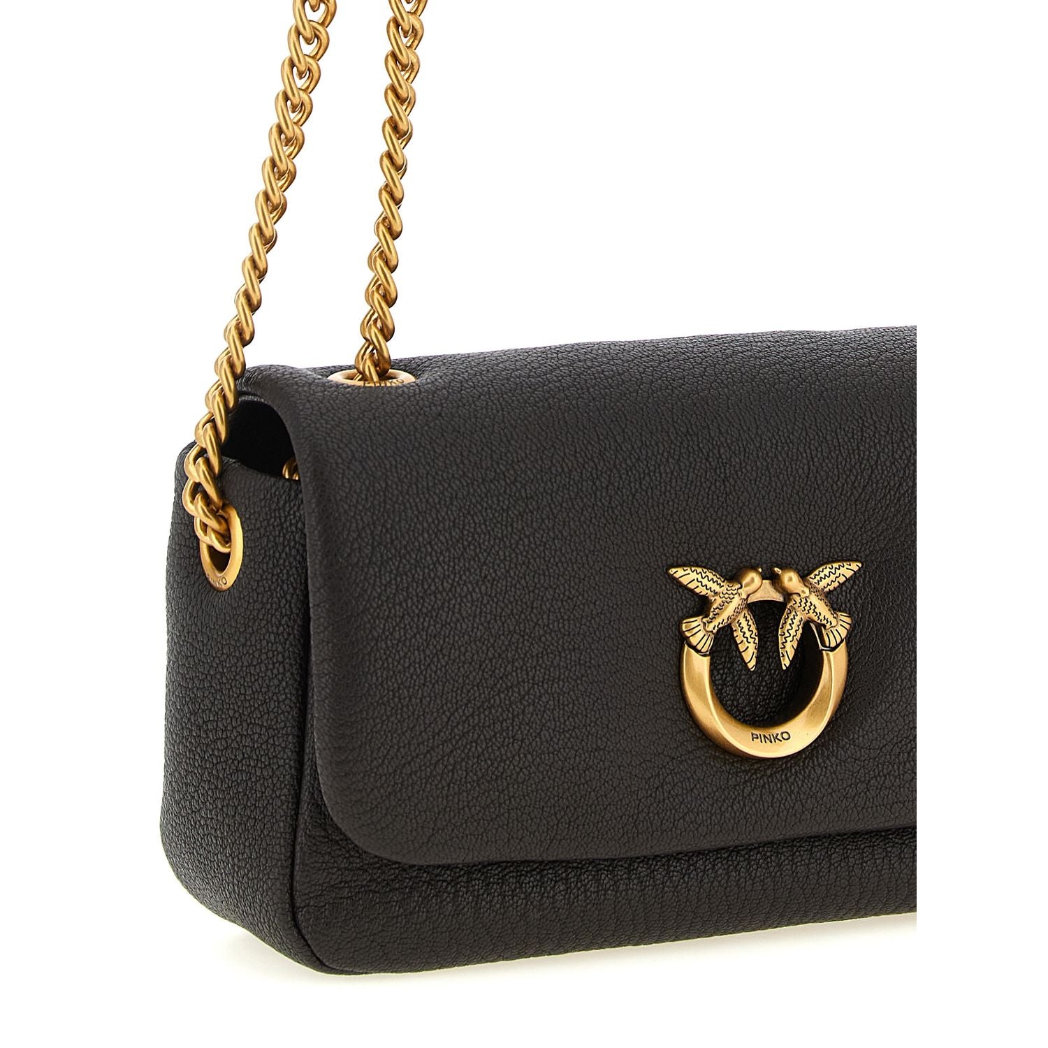 PINKO Brown Lamb Leather Crossbody Bag