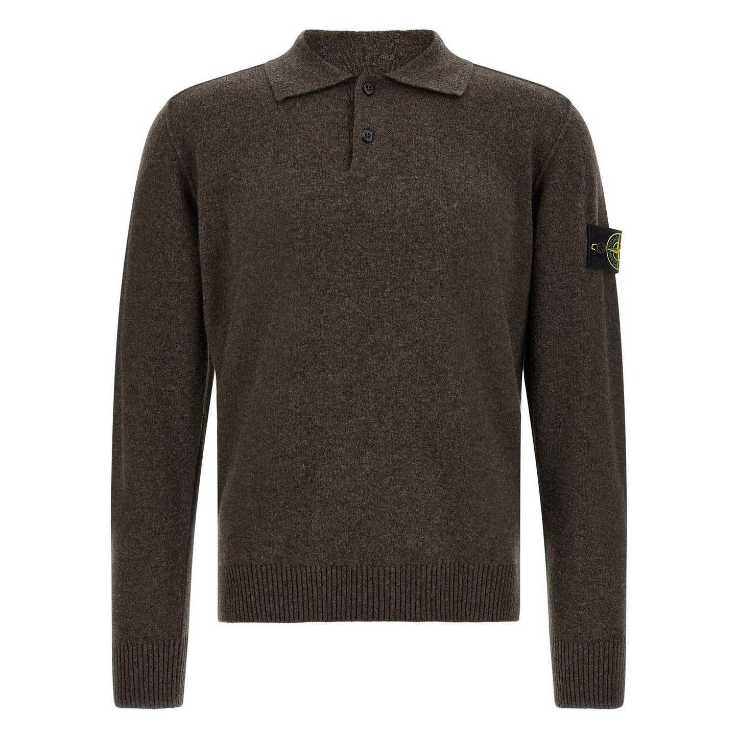 Stone Island Brown Virgin Wool Polo Shirt