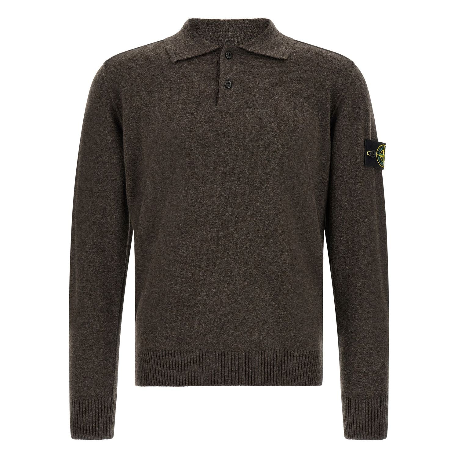 Stone Island Brown Virgin Wool Polo Shirt