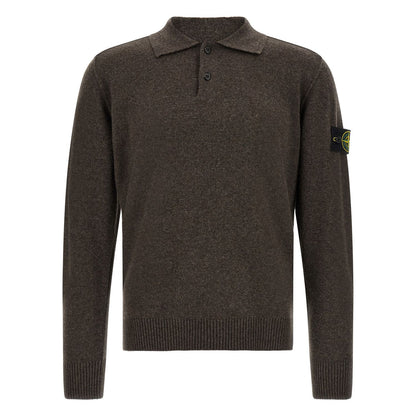 Stone Island Brown Virgin Wool Polo Shirt