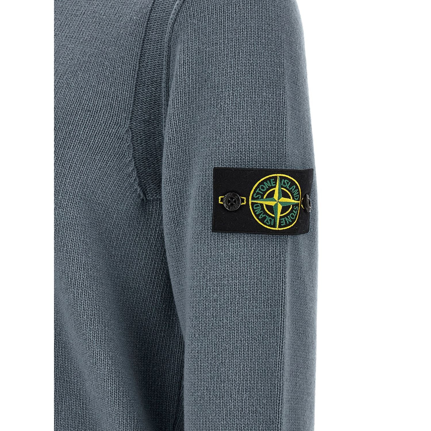 Stone Island Blue Virgin Wool Cardigan