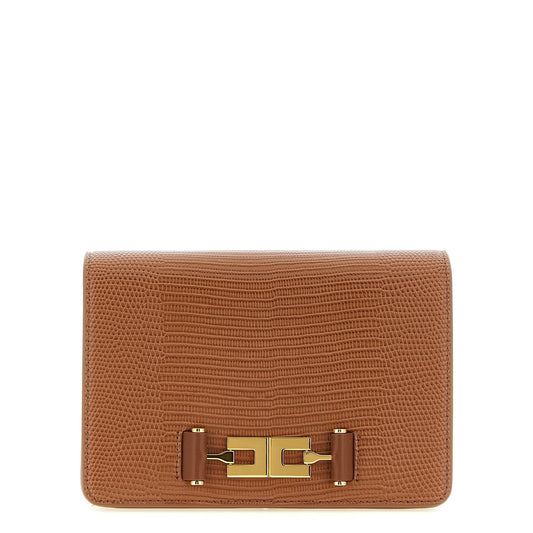 Elisabetta Franchi Brown Polyester Clutch Bag