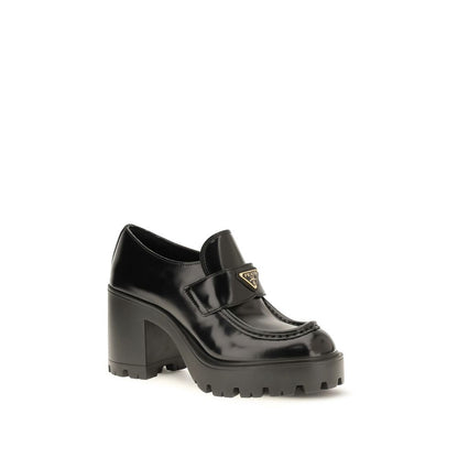 Prada Black Calf Leather Bos Taurus Platform Loafers