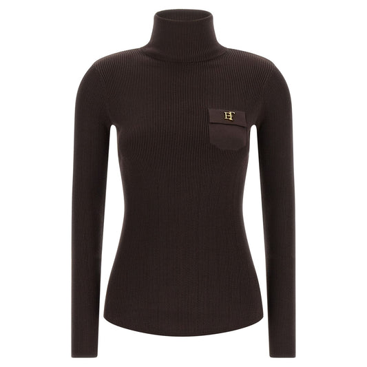 Elisabetta Franchi Brown Lycra Cardigan