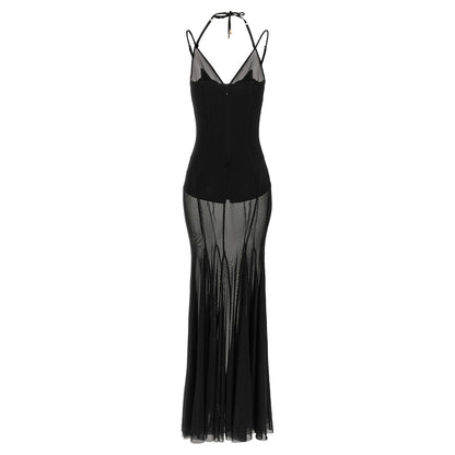Elisabetta Franchi Black Polyamide Long Dress