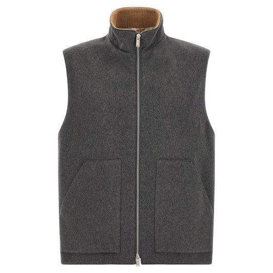 Lardini Gray Virgin Wool Sleeveless Jacket