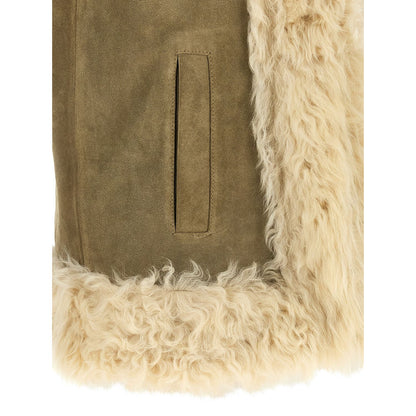 Etro Beige Lamb Fur Sleeveless Jacket