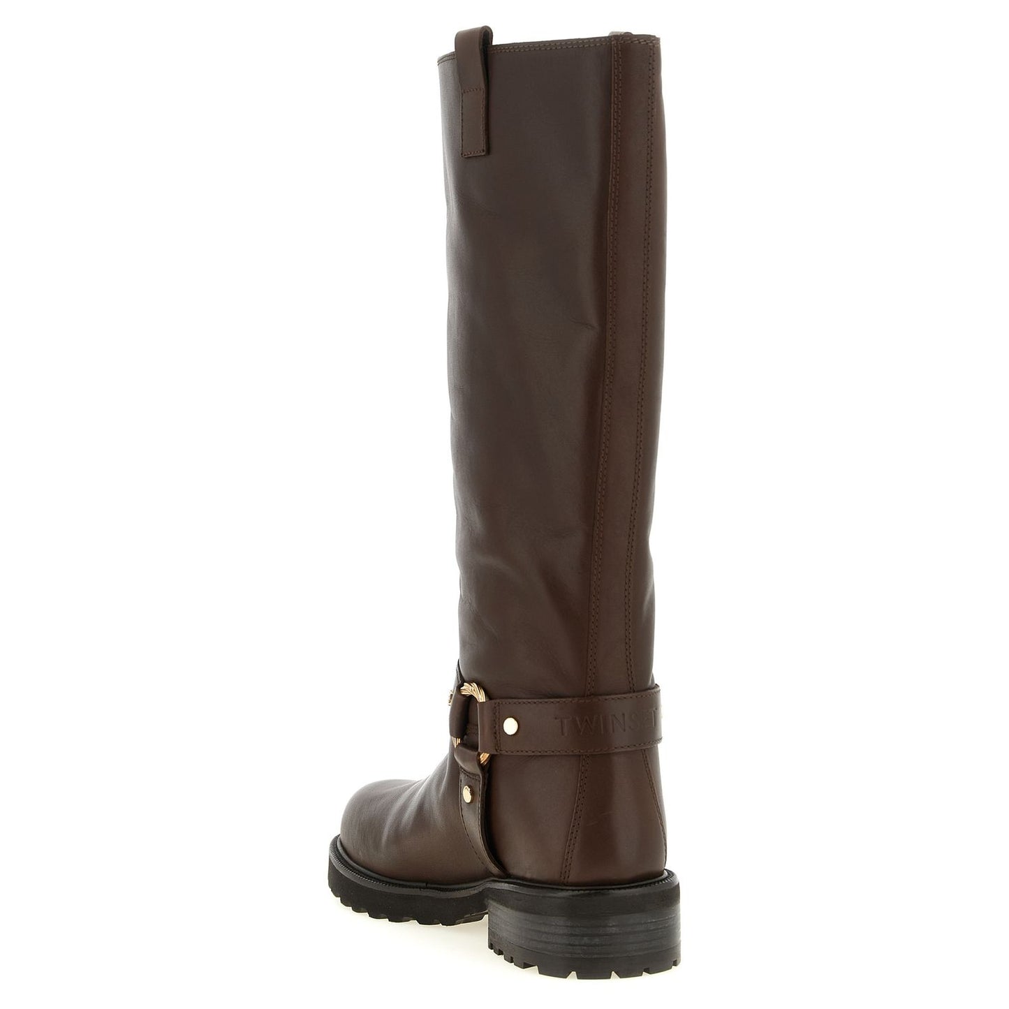 Twinset Brown Leather Over The Knee