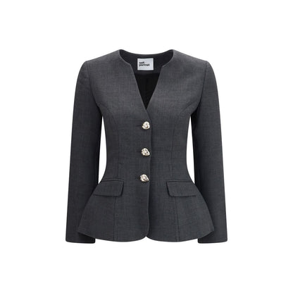 Self-Portrait Gray Polyester Blazer