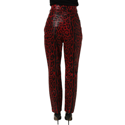 Dolce & Gabbana Red Leopard Cotton 5 Pockets Trouser Jeans