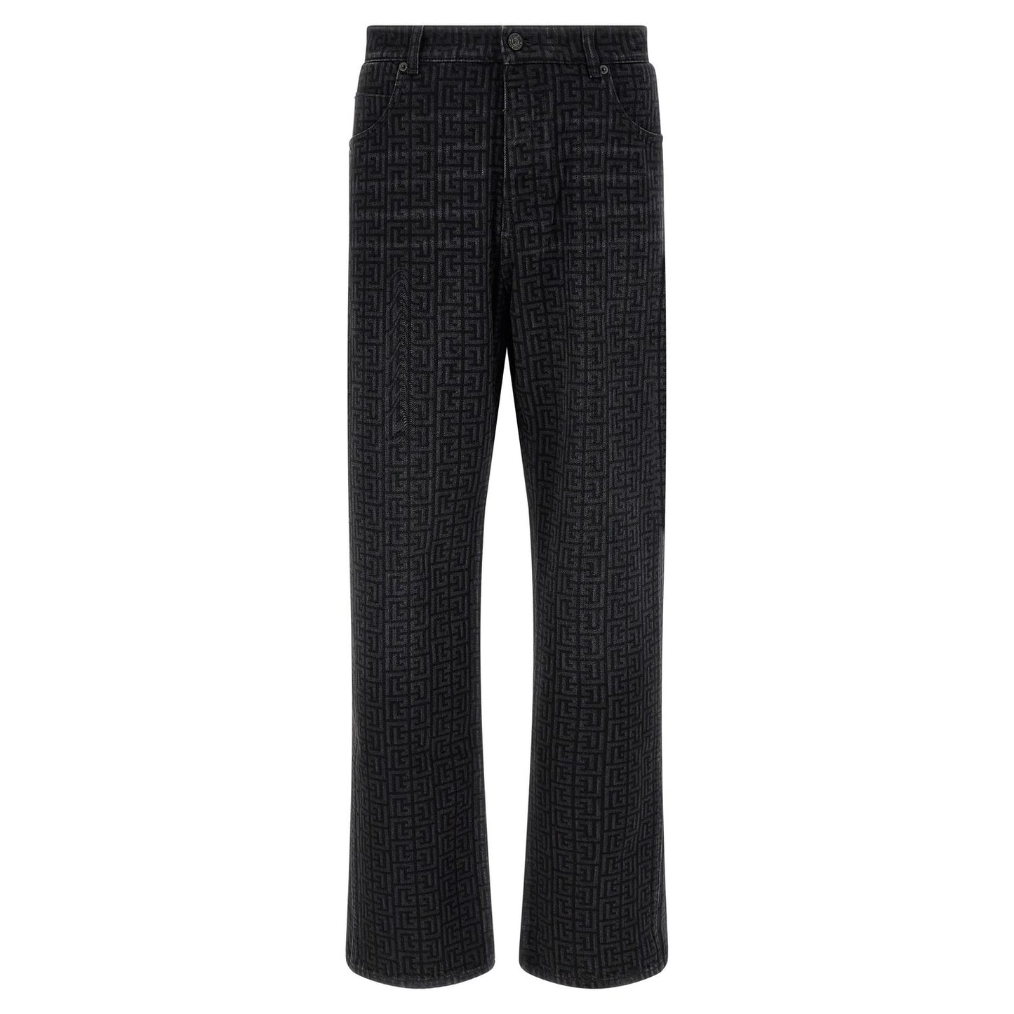 Balmain Black Cotton Straight-Leg Jeans
