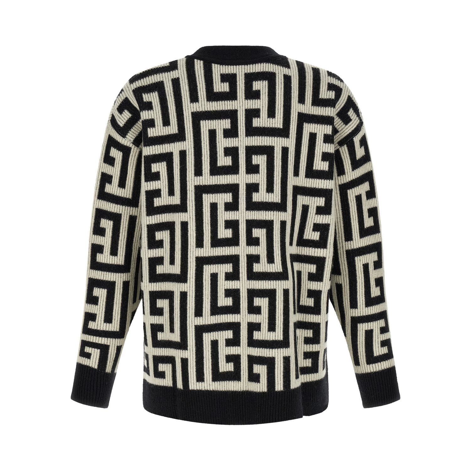Balmain Bicolor Merino Wool Cardigan
