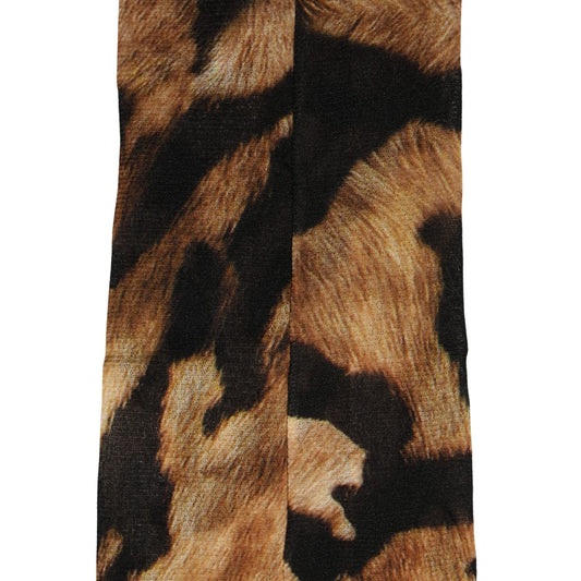 Dolce & Gabbana Brown Tiger Nylon Tights Stocking Pantyhose Socks