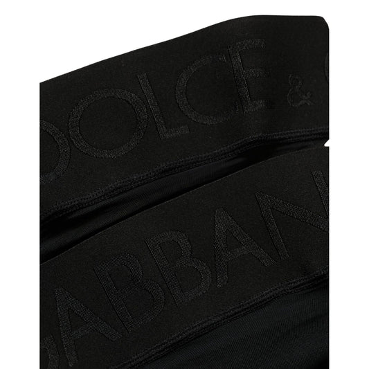 Dolce & Gabbana Black Nylon Logo Calf Long Women Accessory Socks