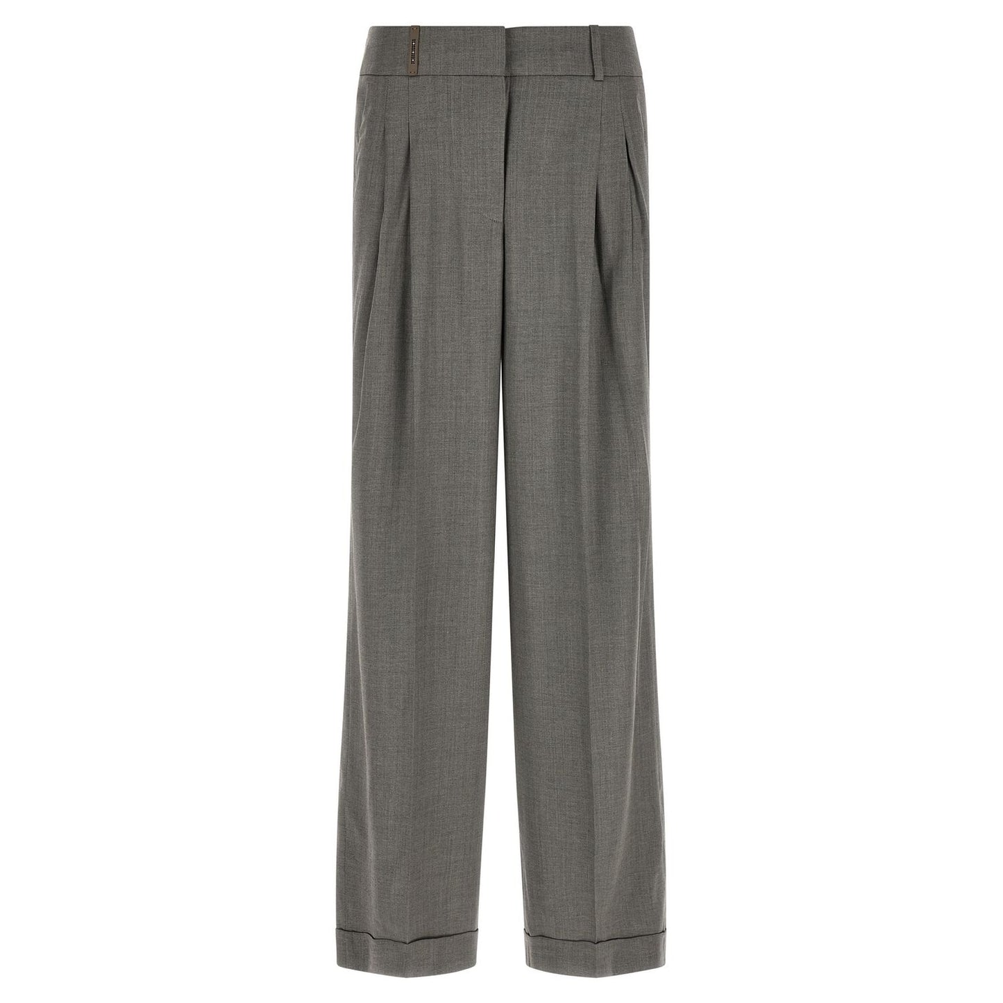Peserico Gray Virgin Wool Casual Pants