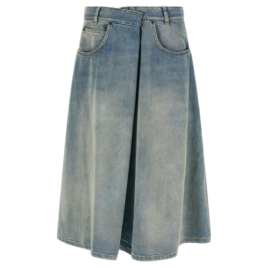 Maison Margiela Blue Cotton Midi Skirt