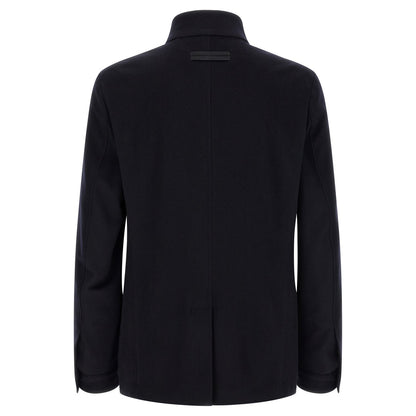 ZEGNA Blue Cashmere Full-Length Jacket