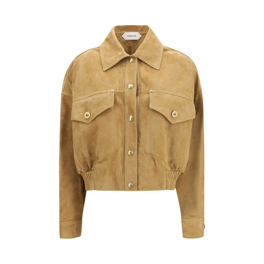Versace Beige Lamb Leather Bomber