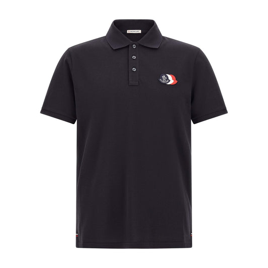 Moncler Blue Cotton Polo Shirt