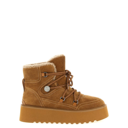 PINKO Brown Cowhide Flat Boots