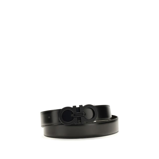 Ferragamo Black Calf Leather Bos Taurus Regular Belt