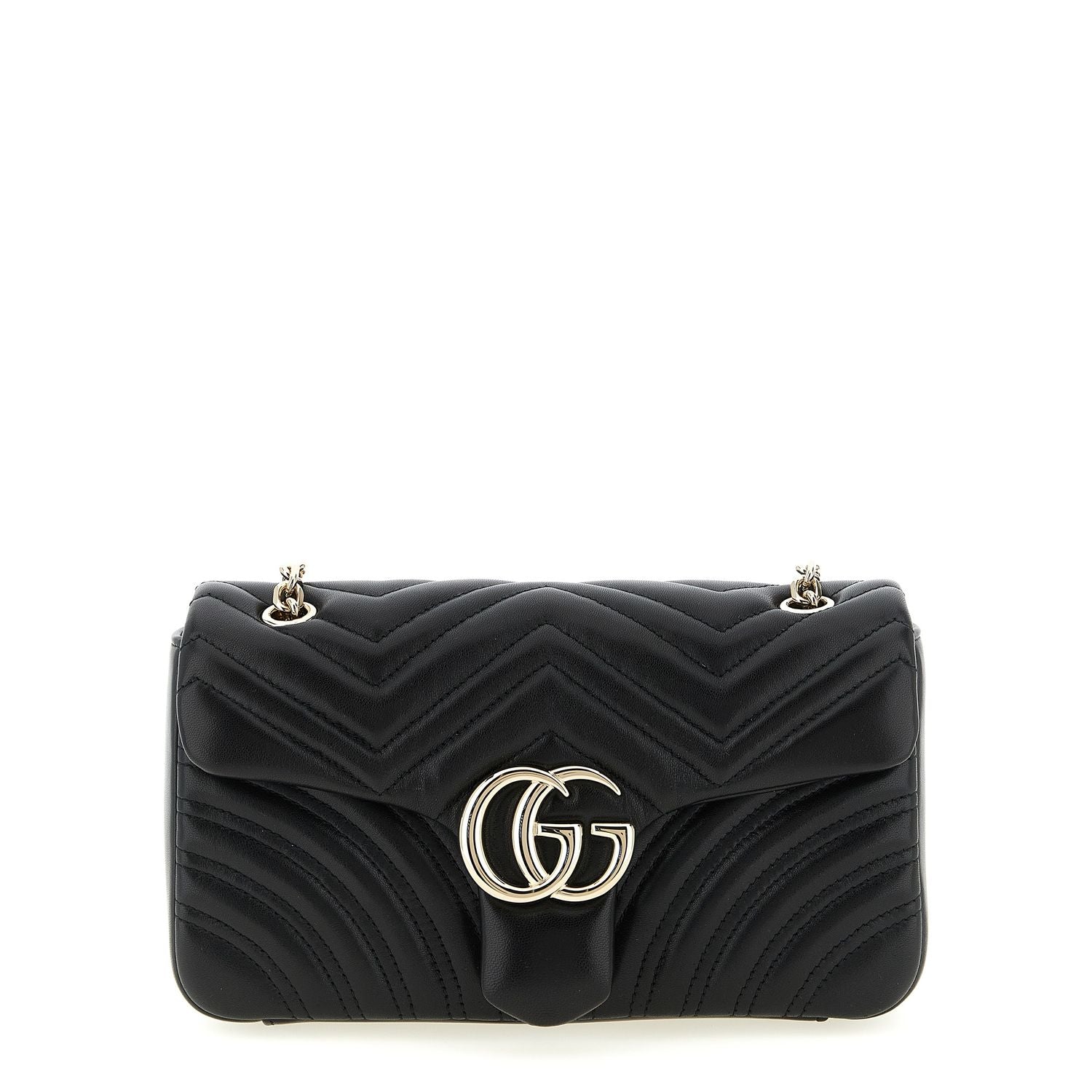 Gucci Black Lamb Leather GG Marmont Shoulder Bag