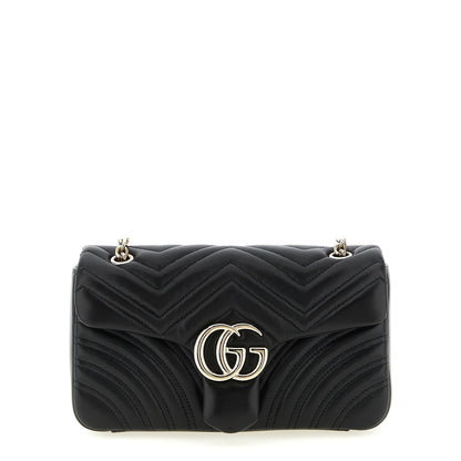 Gucci Black Lamb Leather GG Marmont Shoulder Bag