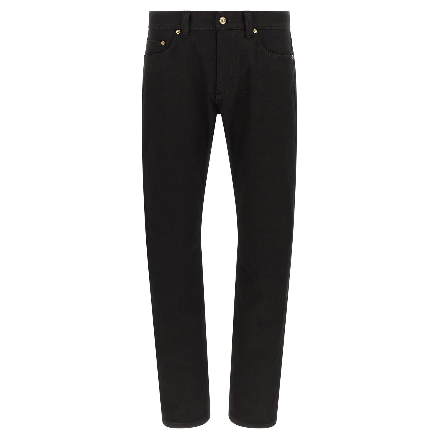 Versace Black Cotton Straight-Leg Jeans