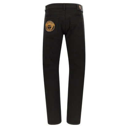 Versace Black Cotton Straight-Leg Jeans