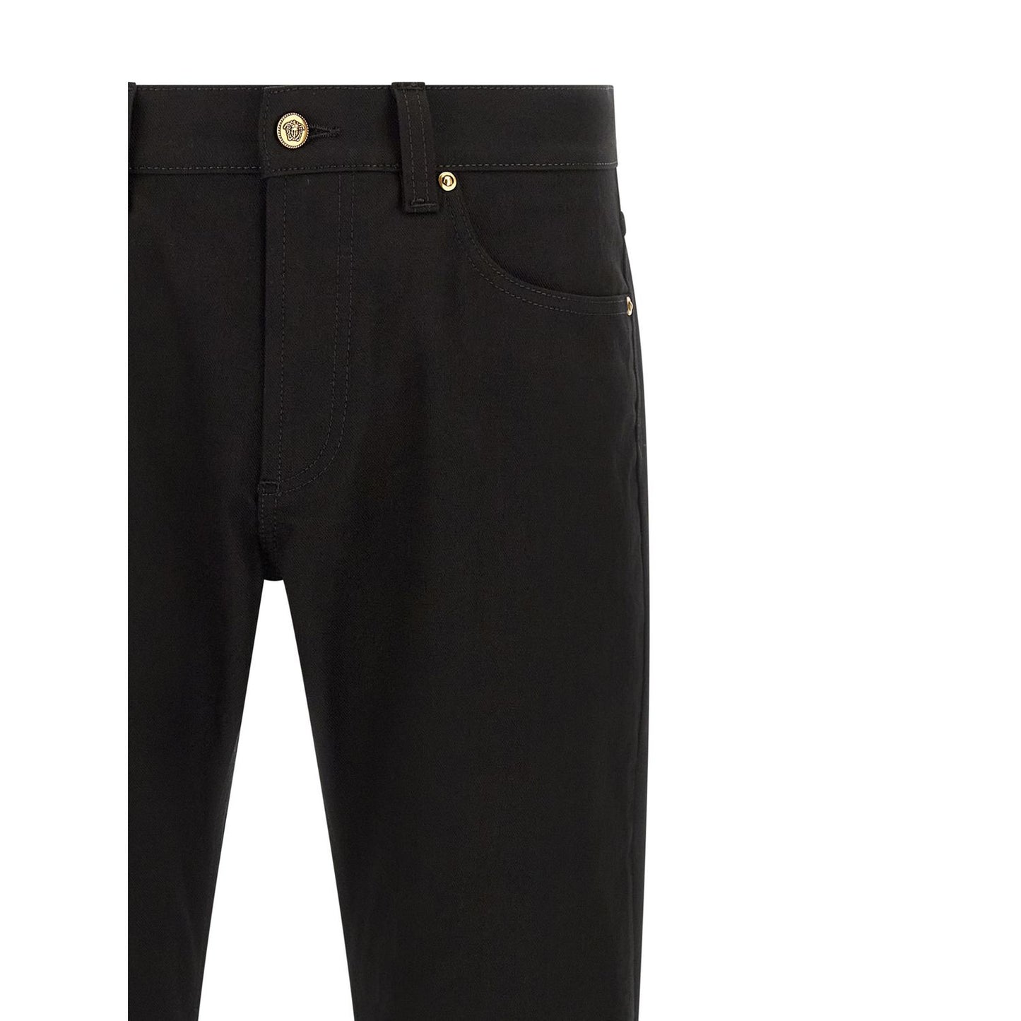 Versace Black Cotton Straight-Leg Jeans