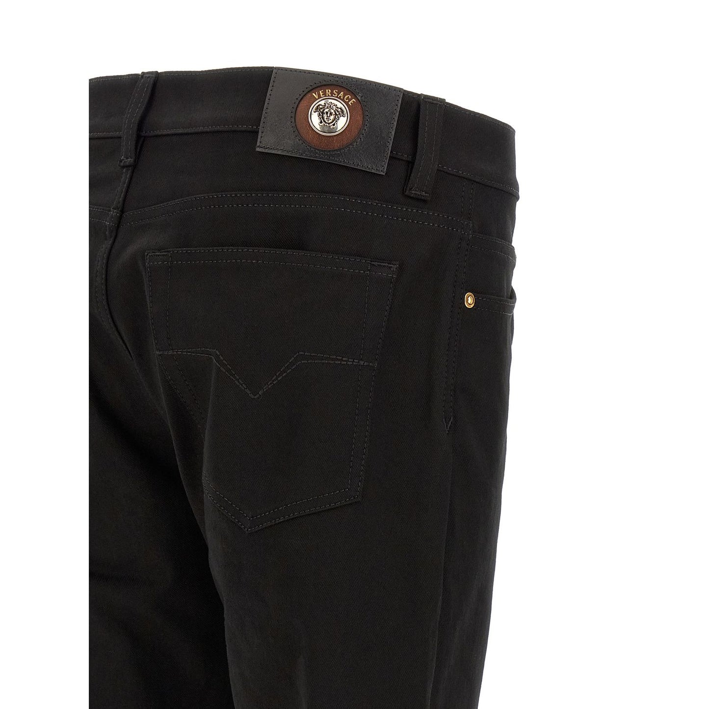 Versace Black Cotton Straight-Leg Jeans
