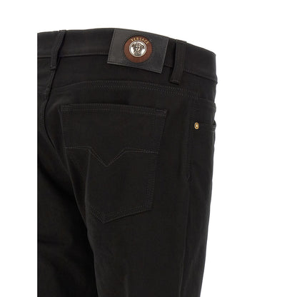 Versace Black Cotton Straight-Leg Jeans
