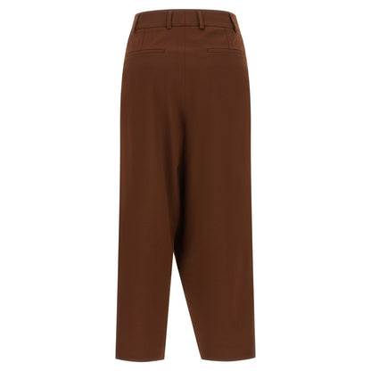 Alberto Biani Brown Wool Cropped Pants