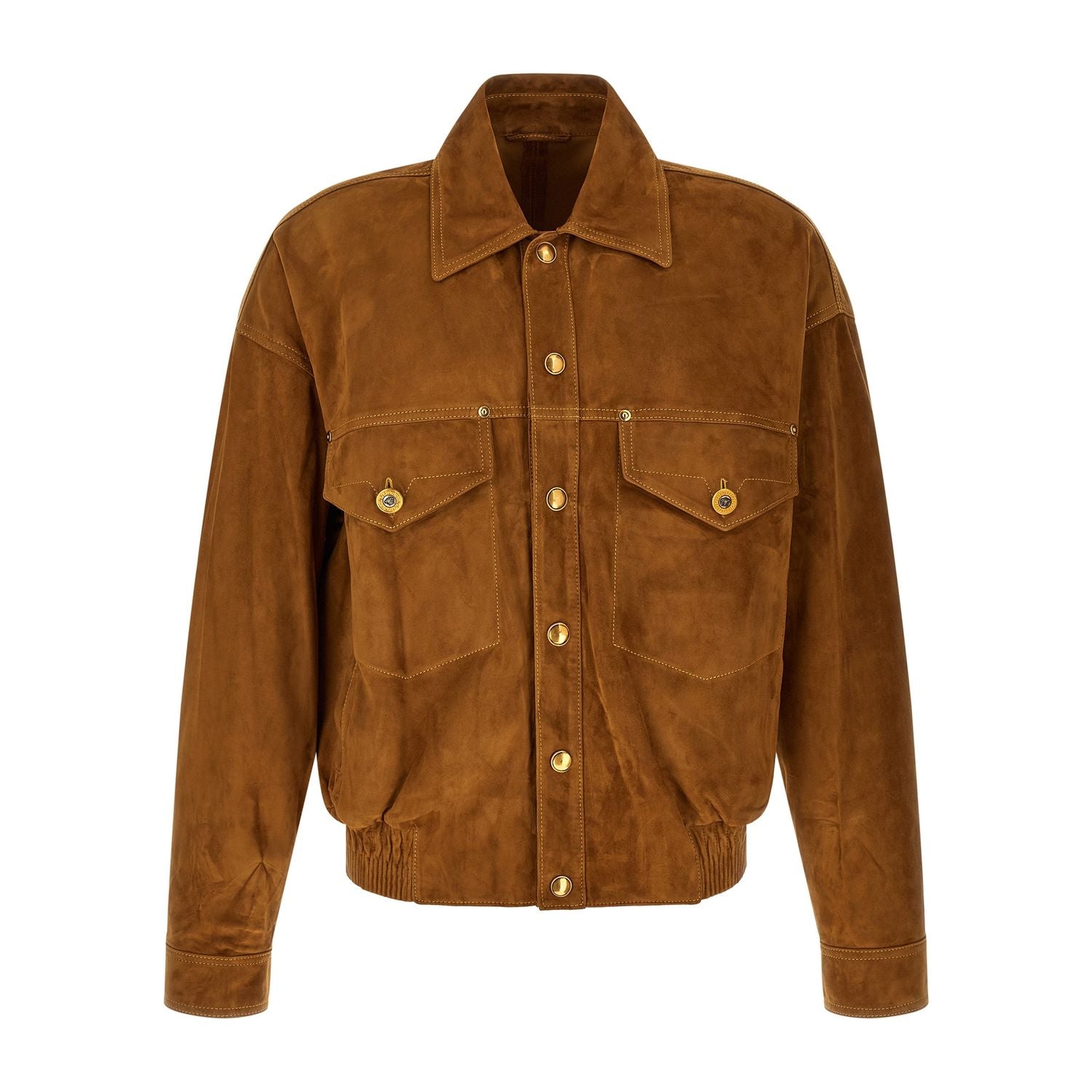 Versace Brown Lamb Leather Leather Jacket
