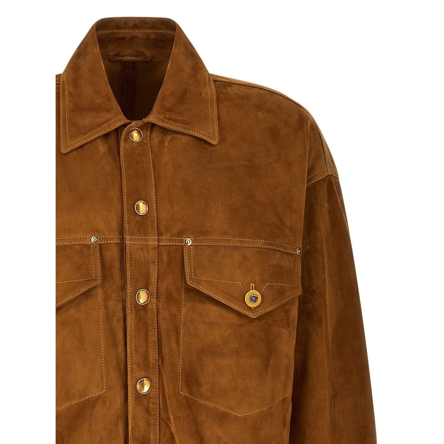 Versace Brown Lamb Leather Leather Jacket