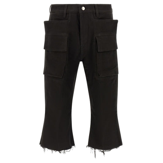 Rick Owens Black Cotton Cargo Pants