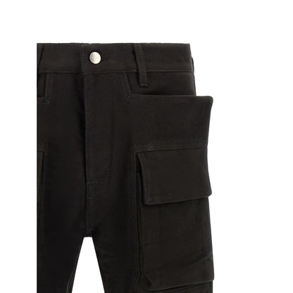 Rick Owens Black Cotton Cargo Pants