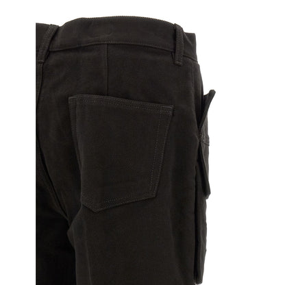 Rick Owens Black Cotton Cargo Pants